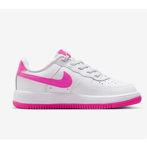 Nike Kids White Laser Fuchsia Force 1 Low EasyOn Shoes Size 9C - Picture 2 of 9